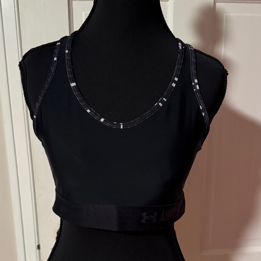 Under Armour Black Gray Design Compression Sports Bra Size Large